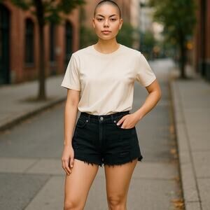 Women’s PacSun High Rise Festival Black Destroyed Denim Cutoff Hot Pants 23